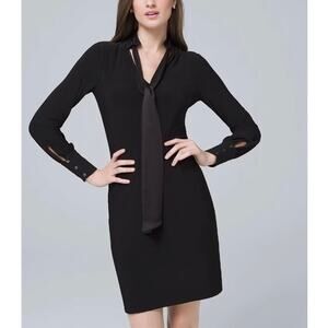 White House Black Market Tie-Neck Shift Dress, Size M